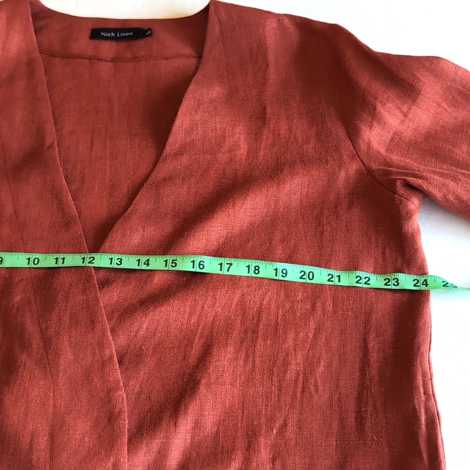 Nich Linen Kimono Wrap Long Sleeved Top In Dusty Maroon Colorway Women's Size L — image 4 of 8